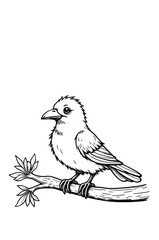 Ink Drawing Of Bird On A Branch