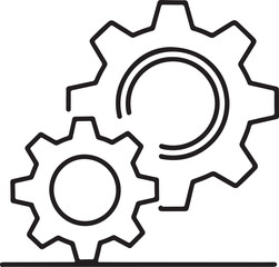Gears Mechanism Process Outline Style Vector Illustration Connecting Teamwork Concept