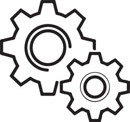 Two Interlocking Gear Outline Graphic For Engineering Mechanical Concepts And Design