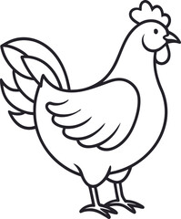 chicken outline vector illustration on white background