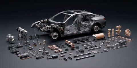 Dismantled Car Displaying Advanced Automotive Engineering