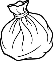 trash bag outline coloring book page vector illustration line art digital drawing