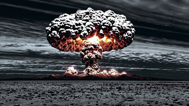 Nuclear explosion rising in silent power