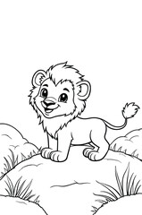 Happy Lion Cub In Black And White