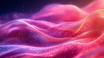 Obraz premium Vibrant abstract waves of pink and purple with sparkling highlights, evoking a sense of fluidity and elegance, perfect for creative and modern design projects.