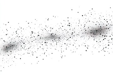 Abstract cosmic dust cloud. A swirling nebula of tiny particles, like stardust or cosmic debris, drifting across a white background.  Dense clusters of particles create a dynamic, flowing effect
