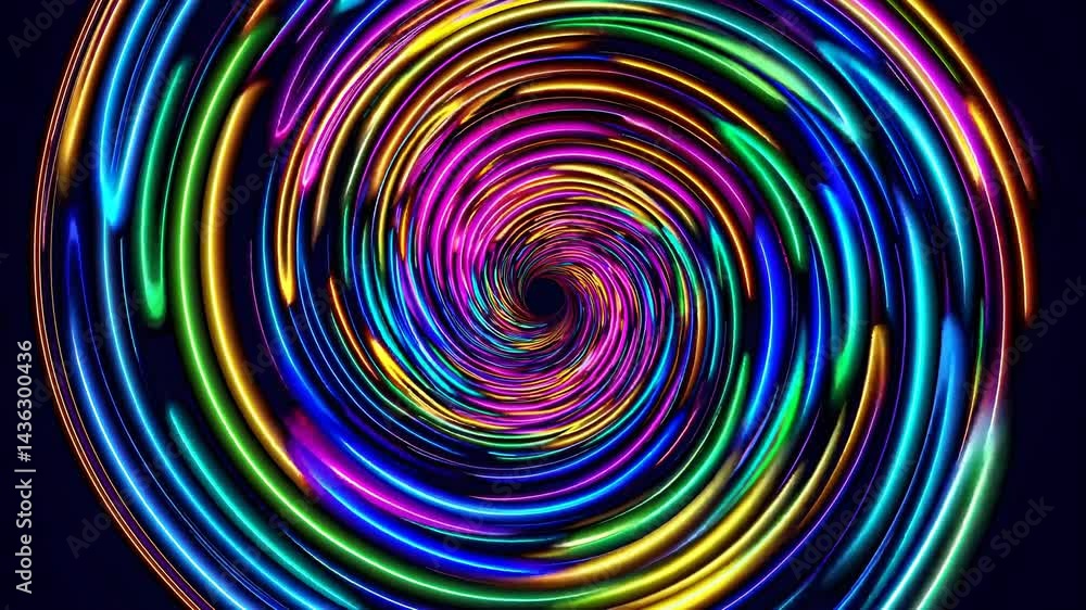Poster colorful swirling vortex creating a mesmerizing visual effect, with vibrant hues of rainbow colors b