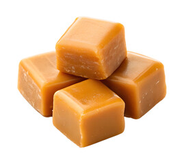 Caramel squares isolated on transparent background