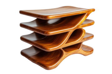 Glossy Pine Multi-Tier Shoe Rack on transparent background