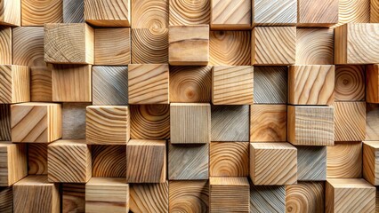 Abstract Wooden Cube Wall Art Natural Light and Shadow Play on a Textured Surface