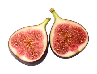 Two halved figs isolated on transparent background