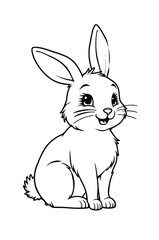 Cheerful Rabbit Outline Illustration