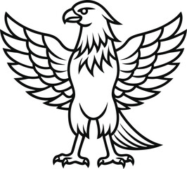 eagle bird  outline vector illustration on white background