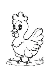 Obraz premium Whimsical Hen Illustration With Bold Outlines