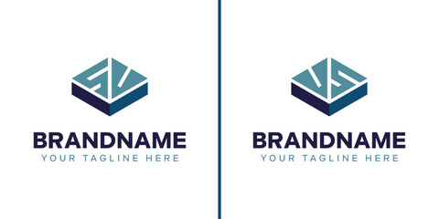 Naklejka premium Letters SV and VS Box Logo, symbolizing strength, stability, and precision