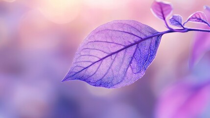 A delicate lilac leaf with purple hues