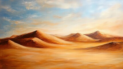 Naklejka premium A desert dune landscape painting in earthy tones
