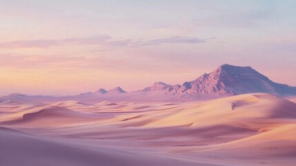 Naklejka premium A desert landscape bathed in soft twilight colors