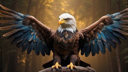 Bald Eagle with American Flag Background – Patriotic Wildlife Symbol