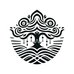 Tribal tattoo design featuring a floral heart with butterfly, skull, and bird elements in a decorative black vector style