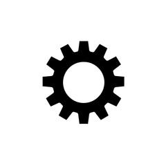 Black Gear Icon on White Background

