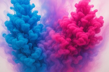 Abstract Blue and Pink Ink Splash in Water