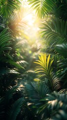Magical jungle trail in warm light high resolution picture
