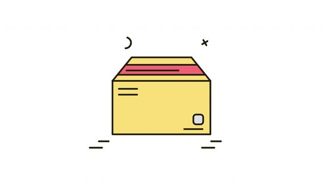 animation Yellow box on a blue background.