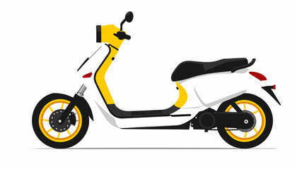 Yellow and White Electric Scooter_Modern Moped Illustration_Eco Friendly Transportation_Stylish Urban Vehicle_Sustainable Commuting_Clean Energy Scooter