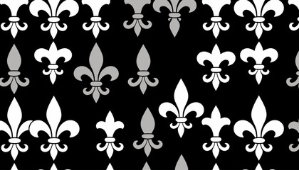 Fleur_De_Lis_Pattern_Black_and_White_Elegant_Background_Seamless_Repeat_Design_French_Symbol_Decorative_Wallpaper_Fabric_Print_Stylish_Monochrome_Illustration