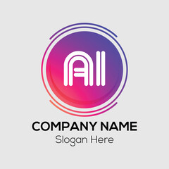 Abstract logo design concept features a modern vector icon as a symbol for business and technology with AI Logo design template