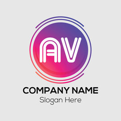 Abstract logo design concept features a modern vector icon as a symbol for business and technology with AV Logo design template