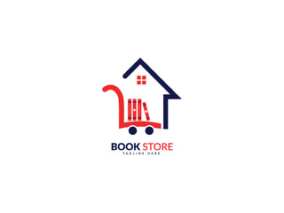 Home book store logo, Home Book Store Logo Template Design Vector. Book store logo design template.