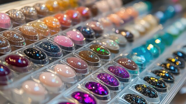 A display of nail extensions and press-on nails.
