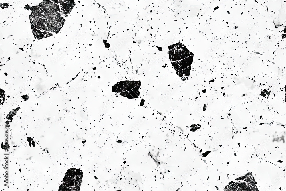 Poster abstract textured pattern of black flecks on a white background. intricate, scattered dark spots res