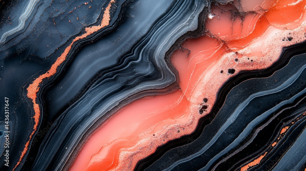 Poster fluid dynamics of agate: an artistic macro shot captures the intricate details of an agate's fluid f