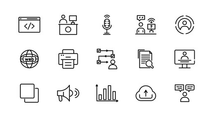Web and app line icon set. User interface, app, web, web design, button, contact UI kit outline icon collection. UI thin outline icon pack