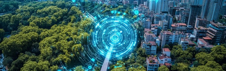 Fototapeta premium Smart City Technology with Digital Networks and Connected Infrastructure