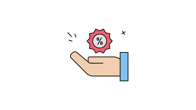 animation Hand holding a discount badge.