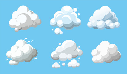 3d vector illustration set of cloud on blue background.