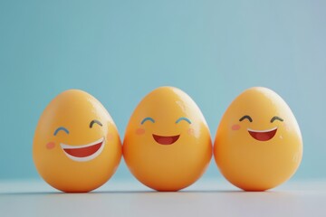 Mental Health Concept Funny easter smile eggs. 