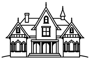 Fototapeta premium Minimalist House Line Art Vector | House Logo Icon Clipart Illustration on White Background