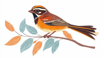 Graceful Sparrow Perched on Branch with Stunning Brown and Orange Feathers