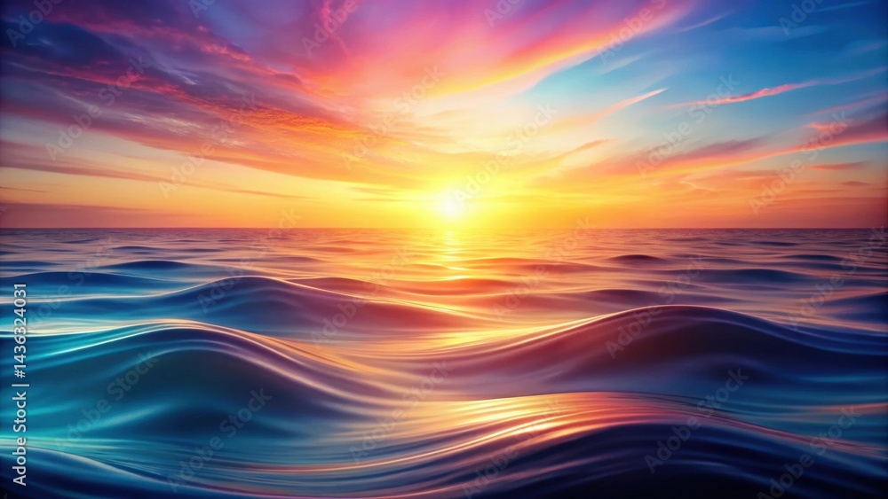 Poster serene ocean waves at sunset a vibrant display of colors and tranquil movement