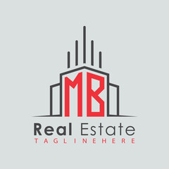 Obraz premium initial monogram logo for real estate with Home and Building shape creative design.