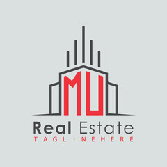 initial monogram logo for real estate with Home and Building shape creative design.