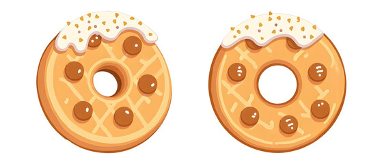 Fototapeta premium Delicious waffle donuts showcase bakery digital art bright environment close-up sweet treats, art work, cut out, isolated, transparent background