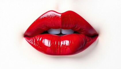 Obraz premium Intensely pigmented red lip swatch against pure white, beauty, swatch