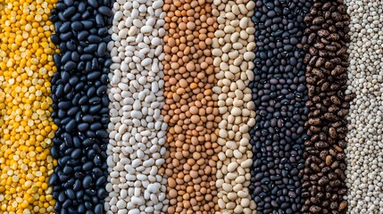 Variety of Colorful Beans Including Black and Navy Beans Displayed