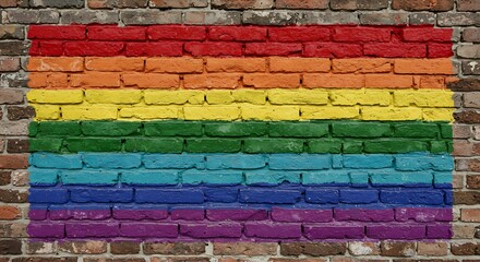 Fototapeta premium Brick by Brick, Rainbow's Hues AI Generated